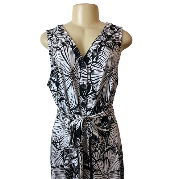 Talbots Women's Black & White Button Front Tropical Maxi Dress Sz XLP - NWT - Picture 4 of 9